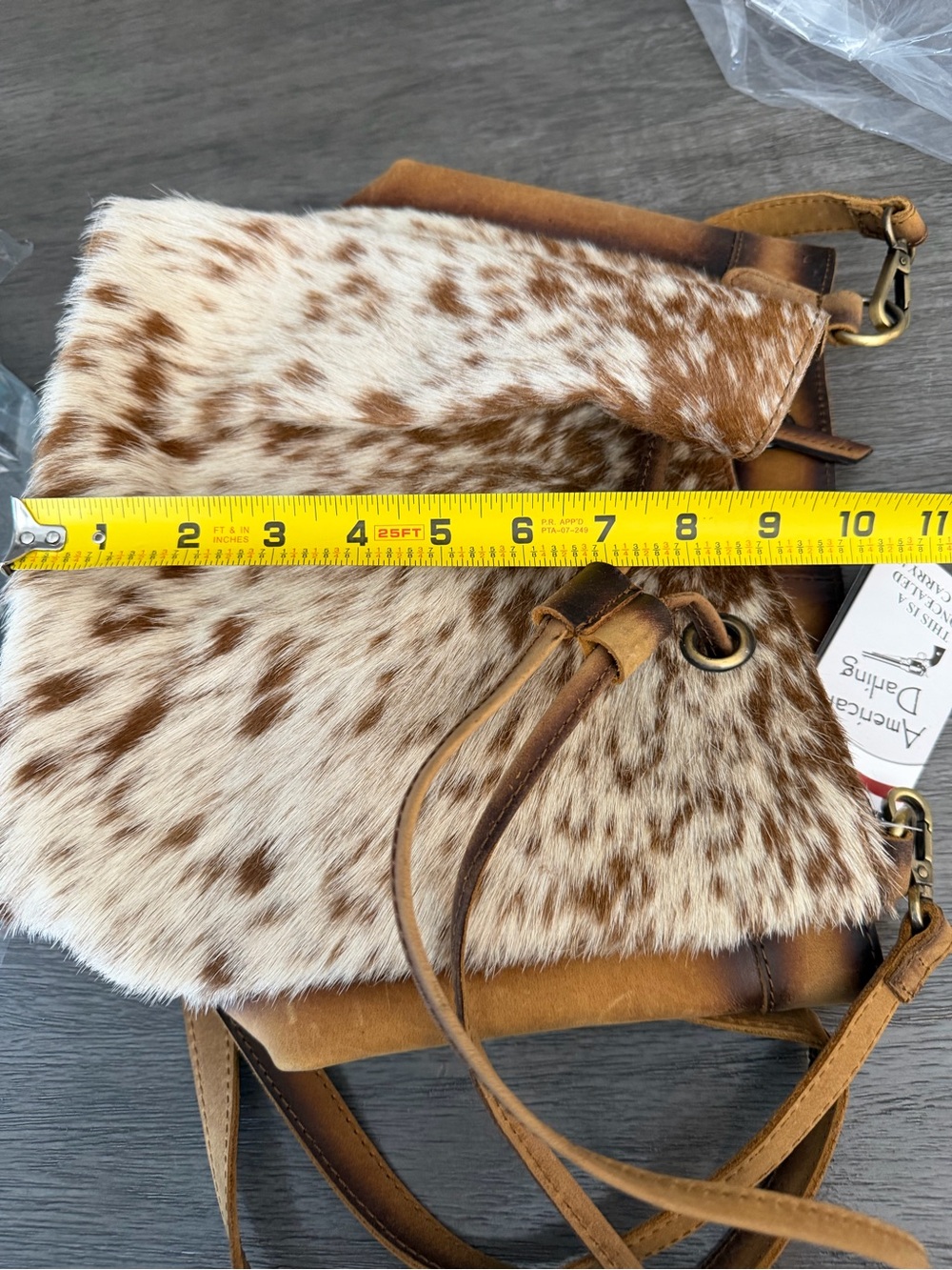 American Darling CC Brown Faux Fur & Leather Bucket Tote Bag - Picture 4 of 9